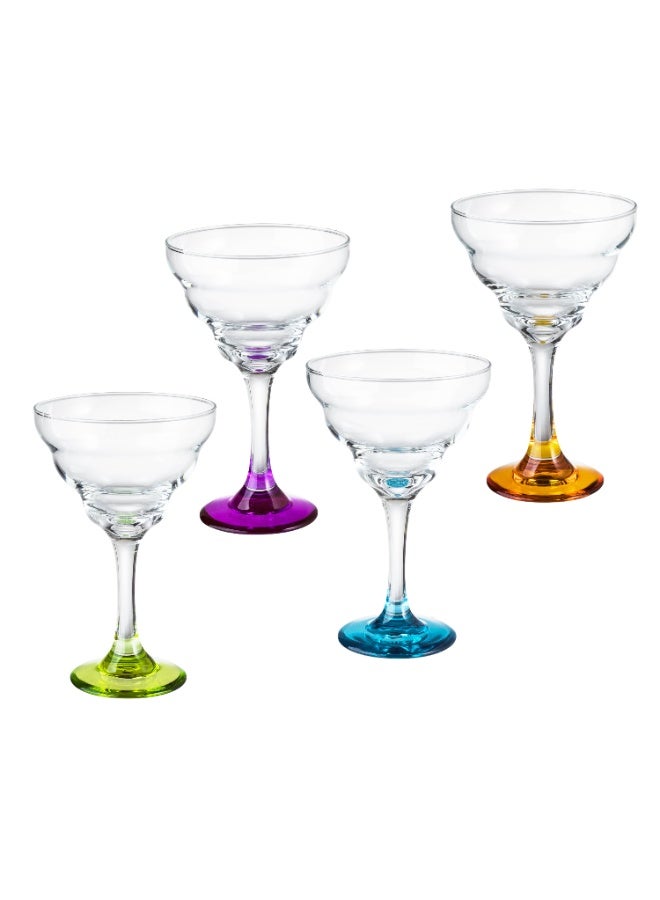 LIBBEY 🍹 Libbey Margarita Glass Set – 4 Elegant Glass Glasses with a Colorful Base 🌈 | 355ml Capacity – 17cm Height - Image 2